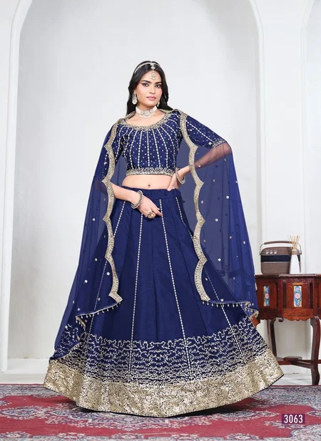 Navy Blue Colour Mehvish Vol 36 By Dani Creation Art Silk Mirror Work Embroidered Lehenga Choli 3063